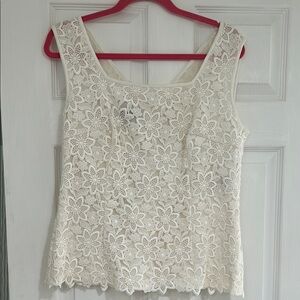 Escada White Fitted Embellished Tank Top